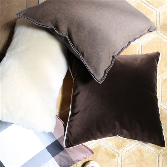 Varese Cocoa & Roebuck Velvet Decorative Pillow