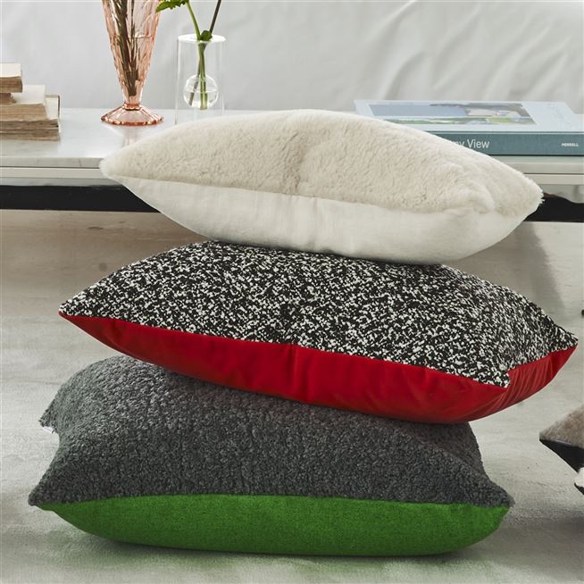 Elliottdale Charcoal & Scarlet Boucle Cushion 