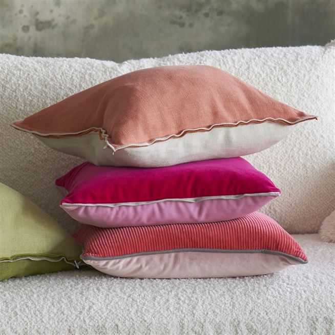 Brera Lino Coral & Putty Linen Cushion