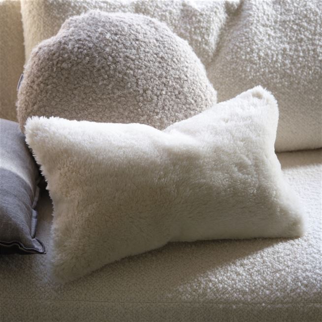 Mousson Chalk Faux Sheepskin Decorative Pillow
