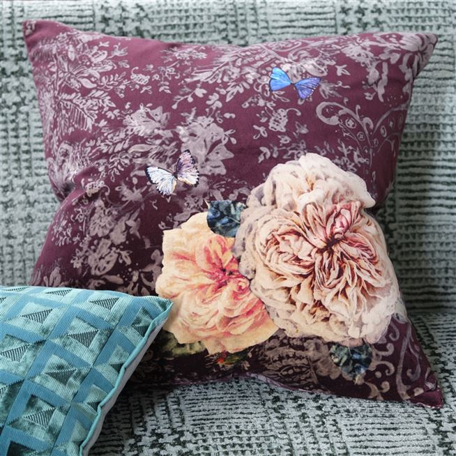 Pahari Rosewood Velvet Decorative Pillow