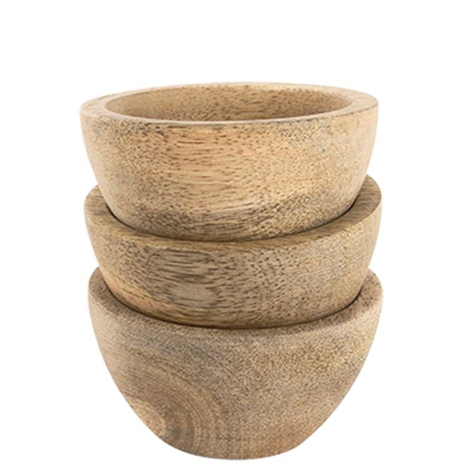 Nkuku Artisan Mini Bowls Set of 3 Mango Wood xcm