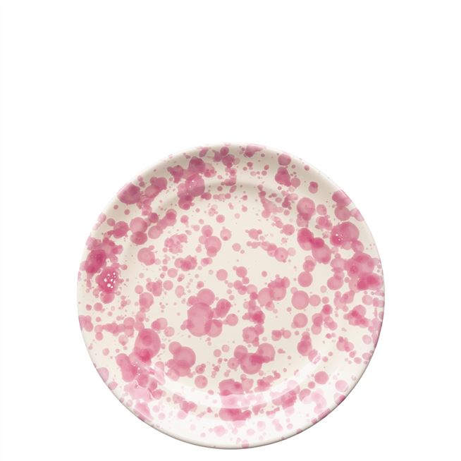 Pink & White Splatterware Salad Plate