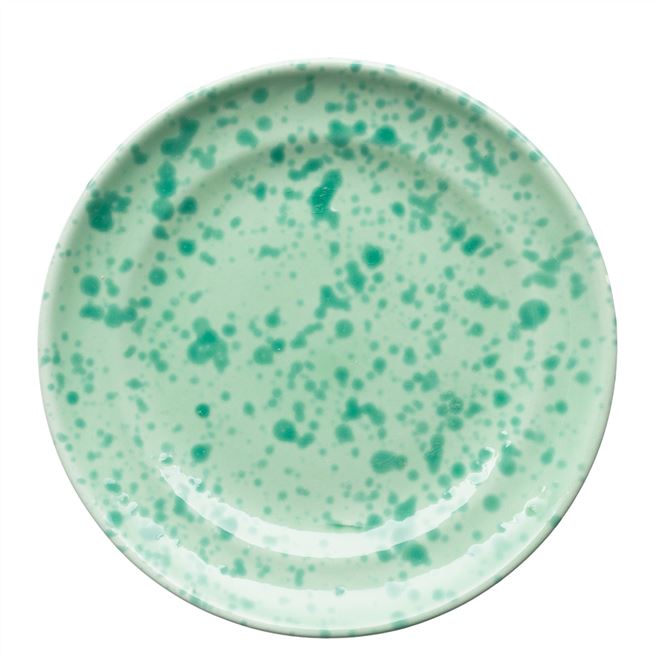 Green Splatterware Dinner Plate