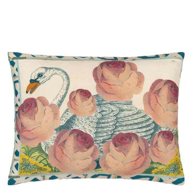 Swan Floral Sepia Cushion