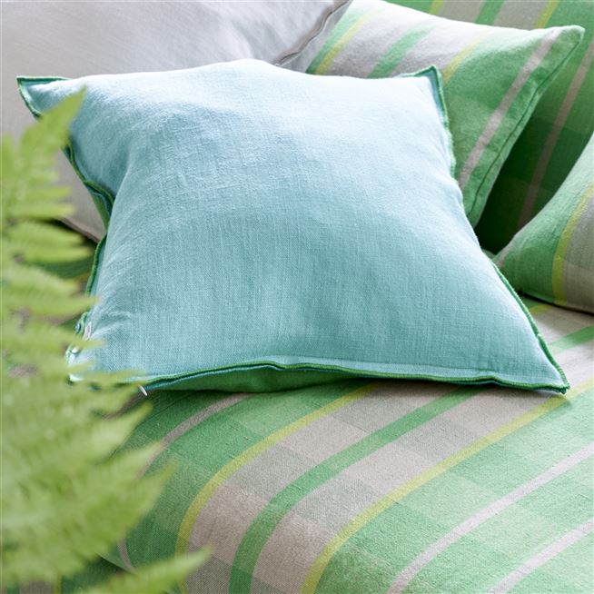 Brera Lino Emerald & Capri Linen Cushion