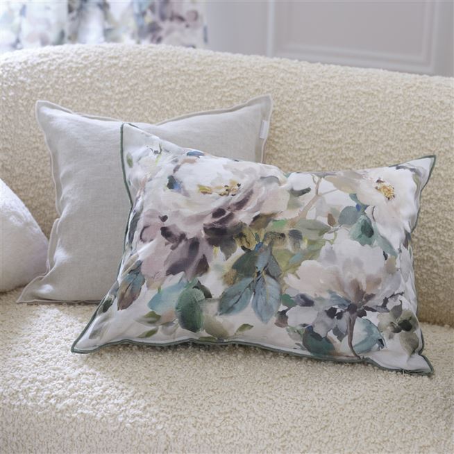 Thelma's Garden Celadon Cotton Cushion