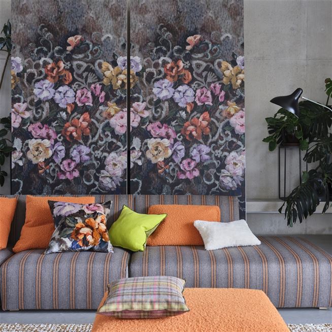 Cojin Tapestry Flower Damson Velvet 