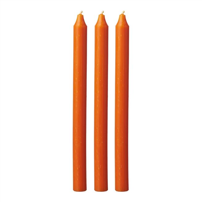 Light Orange Rustic Dinner Candles Set Of 3