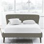 Wave Bed - White Buttons - Superking - Walnut Leg - Rothesay Pumice