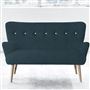 Florence 2 Seater - White Buttons - Beech Leg - Cassia Kingfisher