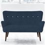 Florence 2 Seater - White Buttons - Walnut Leg - Cassia Prussian