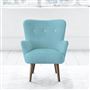 Florence Chair - White Buttons - Walnut Leg - Brera Lino Turquoise