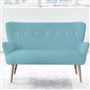 Florence 2 Seater - White Buttons - Beech Leg - Brera Lino Turquoise