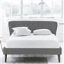 Wave Bed - White Buttons - Double - Walnut Leg - Rothesay Zinc