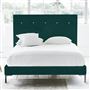 Polka Superking Bed - White Buttons - Metal Legs - Cassia Azure