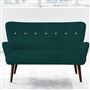 Florence Sofa - White Buttons - Walnut Legs - Cassia Azure