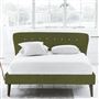 Wave Double Bed - White Buttons - Walnut Legs - Brera Lino Moss