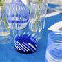 Blue & White Diagonal Stripes Murano Glass