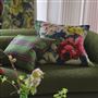 Cojin Tapestry Flower Vintage Green Velvet 