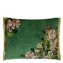 Fleurs d artistes Velours Vintage Green Cushion - Reverse