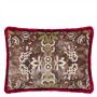 Rose de Damas Embroidered Cranberry Cushion - Reverse