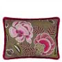 Rose de Damas Embroidered Cranberry Cushion