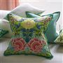 Brocart Decoratif Embroidered Lime Cotton Cushion