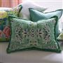 Rose De Damas Jade Embroidered Cotton Cushion