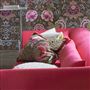 Rose De Damas Embroidered Cranberry Cotton Cushion