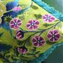Brocart Decoratif Lime Embroidered Cotton Cushion