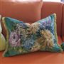 Fleurs D Artistes Velours Vintage Green Velvet Cushion