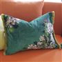Fleurs D Artistes Velours Vintage Green Velvet Cushion