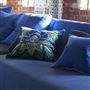 Rose De Damas Embroidered Indigo Decorative Pillow