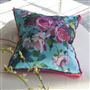 Bouquet De Roses Turquoise Cotton Cushion