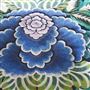 Rose De Damas Embroidered Indigo Decorative Pillow