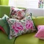 Coussin Isabella Embroidered Fuchsia Linen 