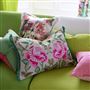 Isabella Embroidered Fuchsia Linen Decorative Pillow