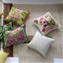 Isabella Embroidered Fuchsia Linen Cushion