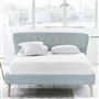 Wave Bed - White Buttons - Superking - Beech Leg - Brera Lino Lapis