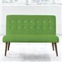 Eva 2 Seater - White Buttons - Walnut Leg - Cassia Grass