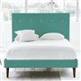 Polka Bed - White Buttons - Double - Walnut Leg - Cassia Ocean