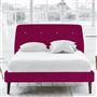 Cosmo Bed - White Buttons - Superking - Walnut Leg - Cassia Fuchsia