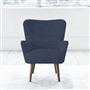 Florence Chair - Self Buttons - Walnut Leg - Cheviot Indigo