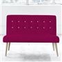 Eva 2 Seater - White Buttons - Beech Leg - Cassia Fuchsia