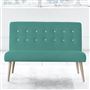 Eva 2 Seater - White Buttons - Beech Leg - Cassia Ocean