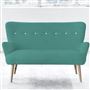 Florence 2 Seater - White Buttons - Beech Leg - Cassia Ocean