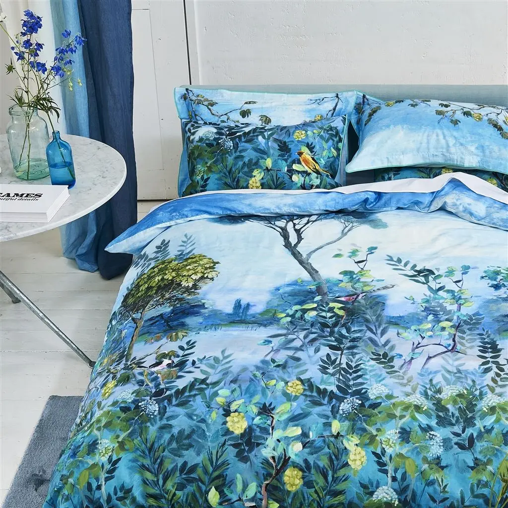 Giardino Segreto Cornflower Blue Cotton Bed Linen Designers Guild