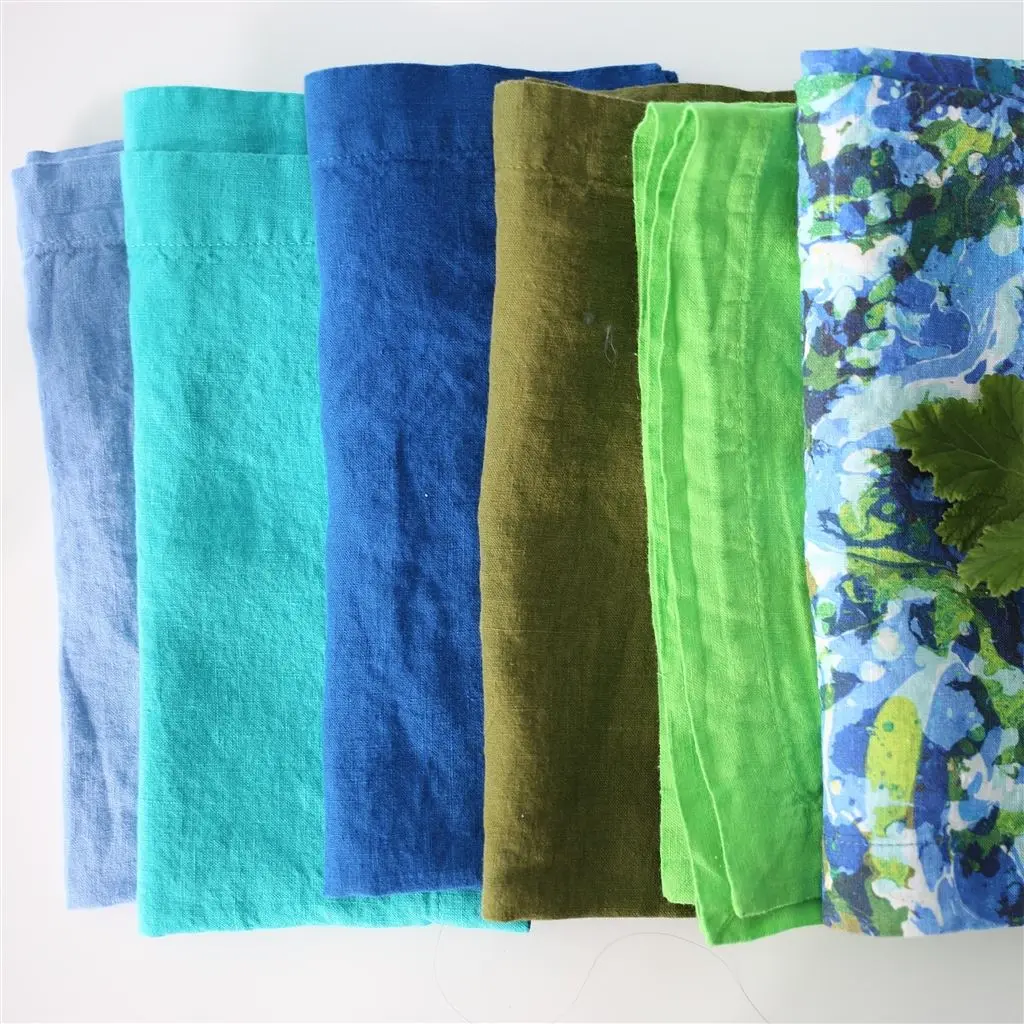 Lario Marine Linen Table Cloth, Runner, Placemats & Napkins 