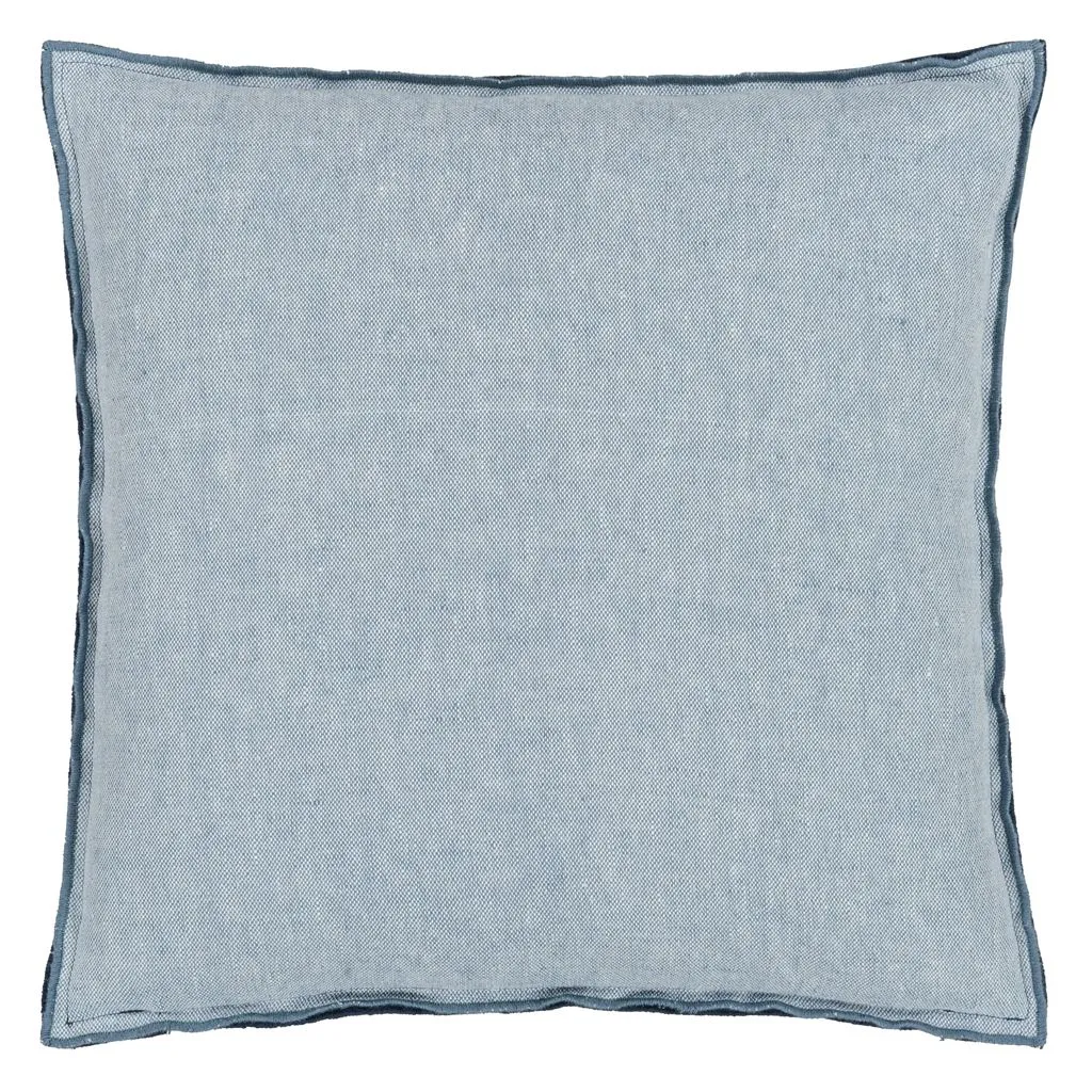Brera Lino Midnight & Chambray Cushion - Reverse